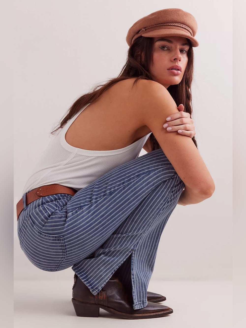 We The Free Blue Pinstripe Wide-Leg Jeans